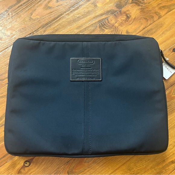 COACH NEW Coach Black Nylon Laptop Sleeve Case with Leather Patch 70130 - Picture 1 of 16